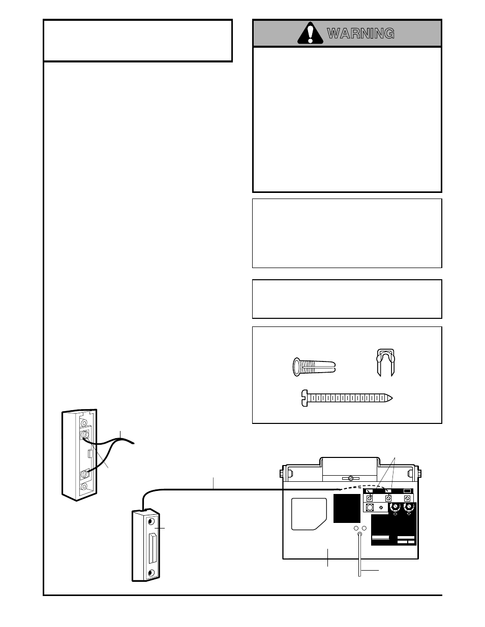 6) install the door control, Warning, Installation step 6 | Install the door control, Hardware shown actual size | Master Lock ATS 211 User Manual | Page 13 / 32