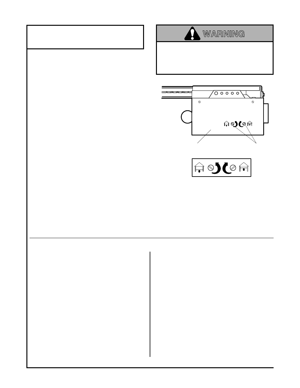 1) adjust the up and down limits, Warning, Adjustment step 1 | Adjust the up and down limits | Master Lock ATS 211 User Manual | Page 21 / 32