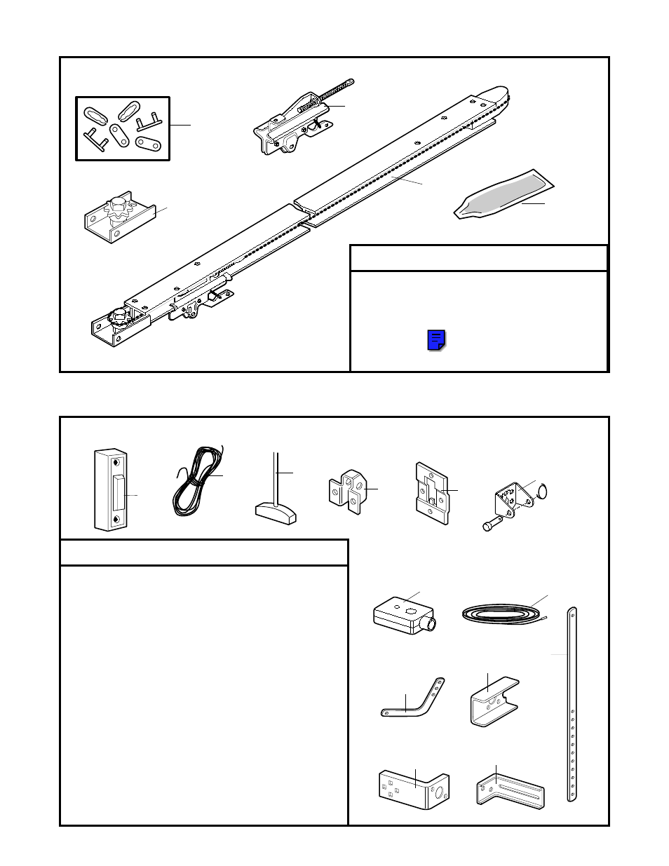 Repair parts, Installation parts, Rail assembly parts installation parts | Master Lock ATS 211 User Manual | Page 28 / 32