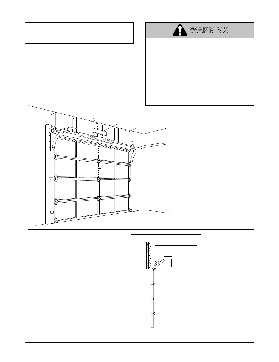 1) determine header bracket location, Warning, Determine header bracket location | Master Lock ATS 211 User Manual | Page 8 / 32