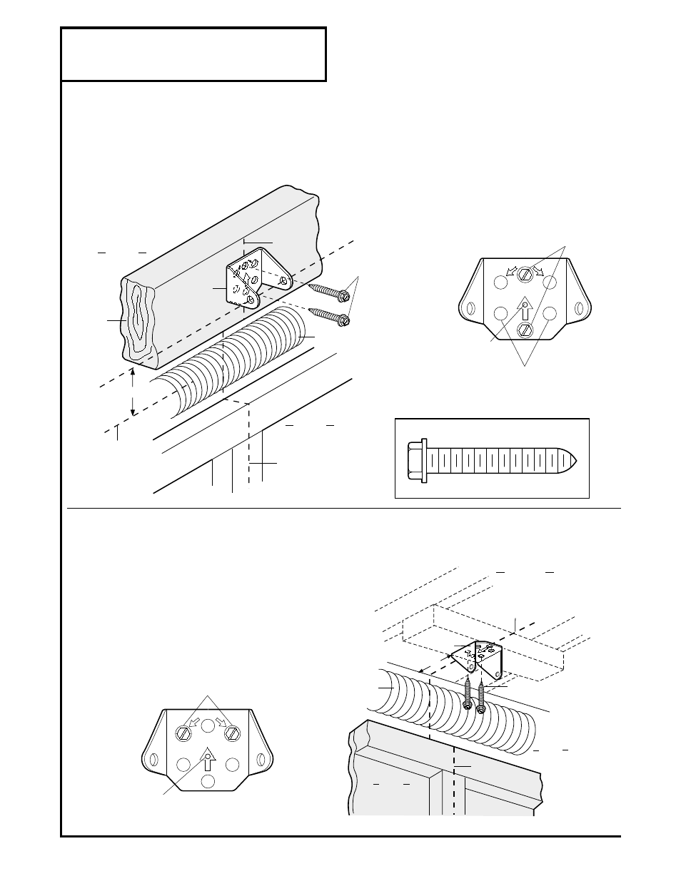 2) install the header bracket, Installation step 2, Install the header bracket | Mounting header bracket to wall, Fasten the header bracket to the wall, Fasten the header bracket to the ceiling, Hardware shown actual size | Master Lock ATS 211 User Manual | Page 9 / 32