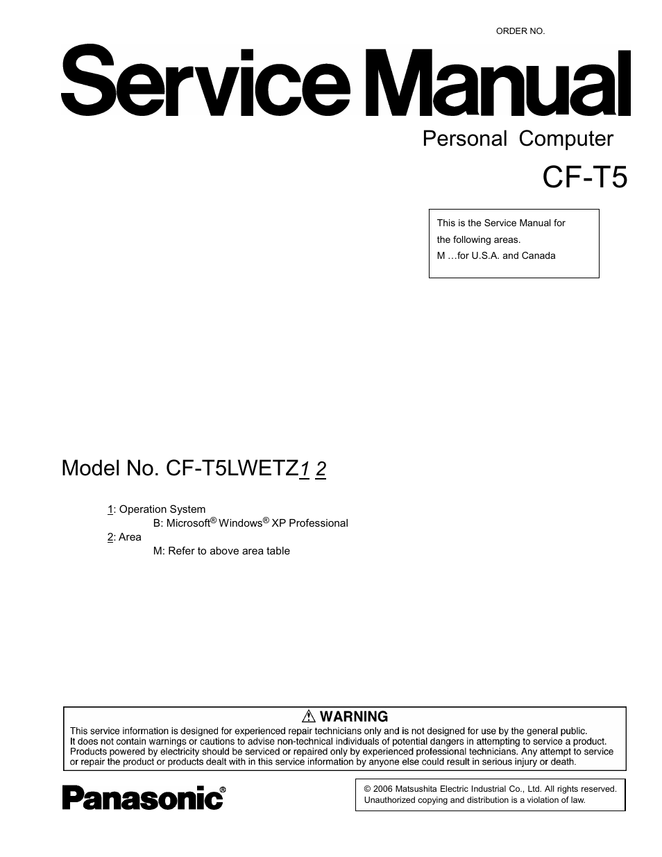 Matsushita CF-T5LWETZ1 2 User Manual | 104 pages