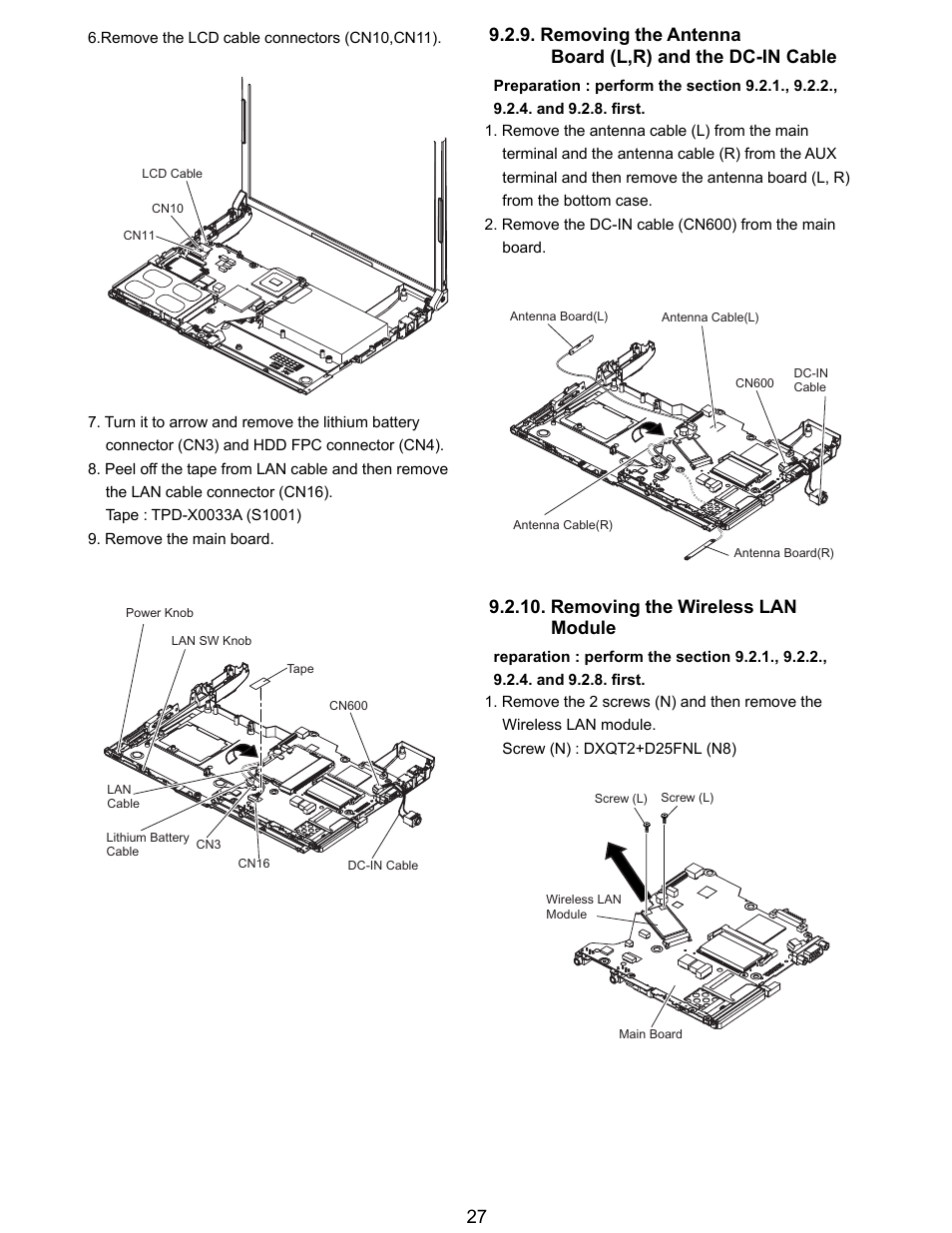 Removing the wireless lan module | Matsushita CF-T5LWETZ1 2 User Manual | Page 27 / 104