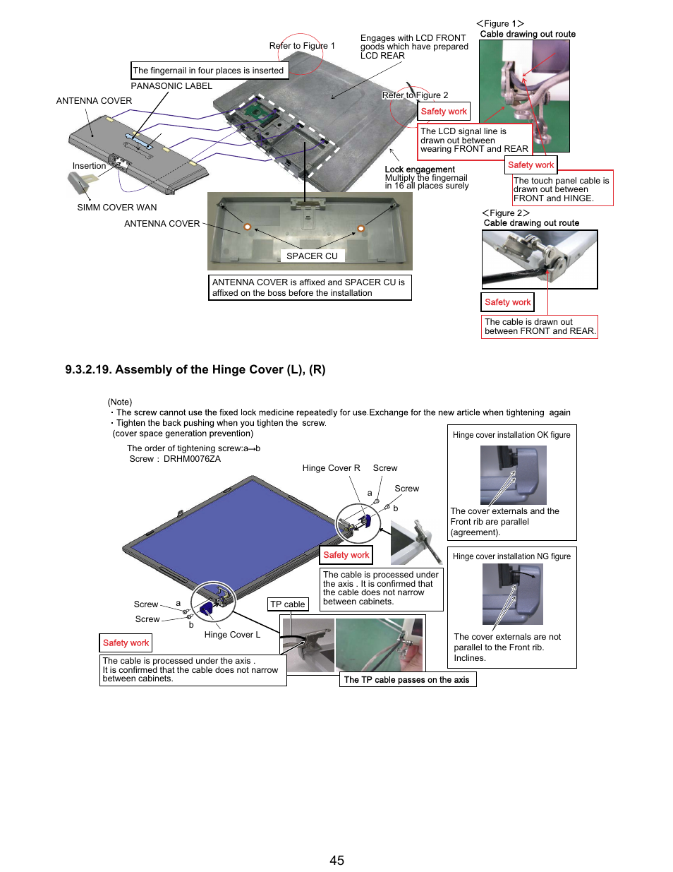 Assembly of the hinge cover (l), (r) | Matsushita CF-T5LWETZ1 2 User Manual | Page 45 / 104