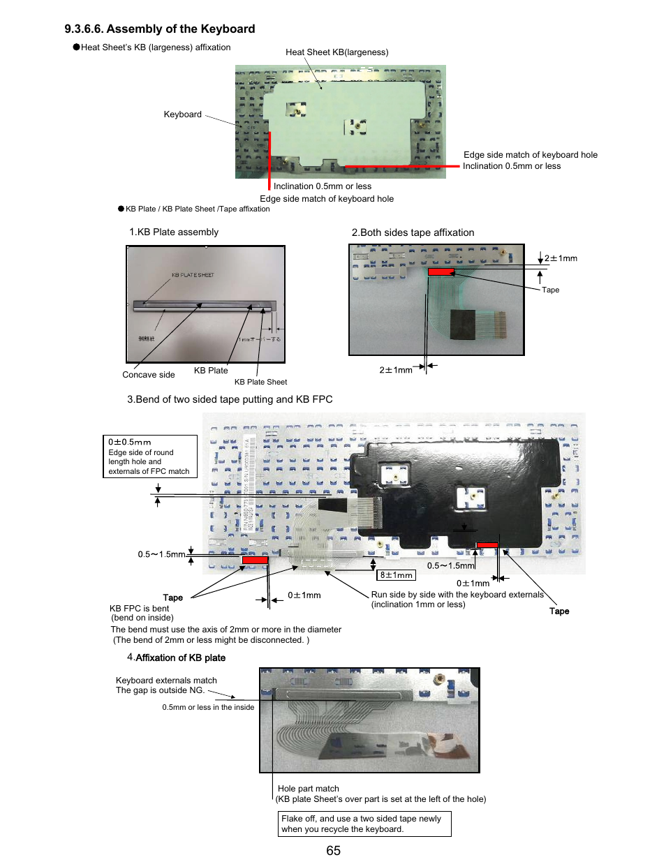 Assembly of the keyboard | Matsushita CF-T5LWETZ1 2 User Manual | Page 65 / 104