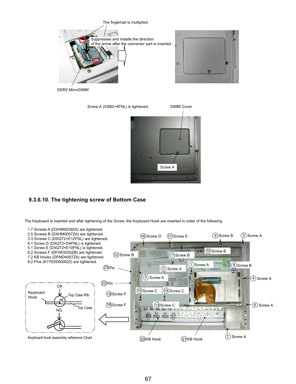 The tightening screw of bottom case | Matsushita CF-T5LWETZ1 2 User Manual | Page 67 / 104