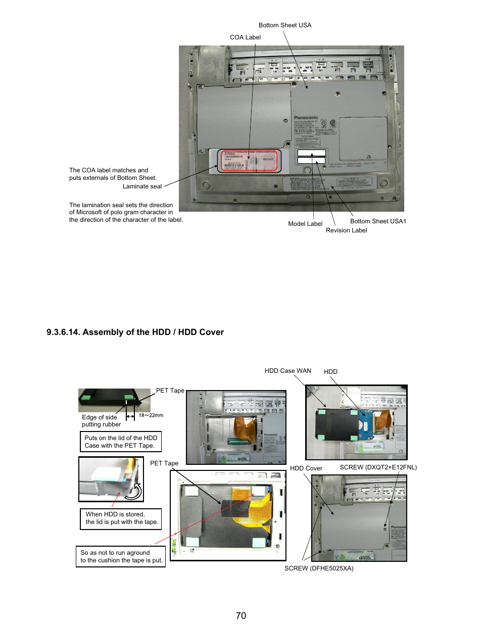 Assembly of the hdd / hdd cover | Matsushita CF-T5LWETZ1 2 User Manual | Page 70 / 104
