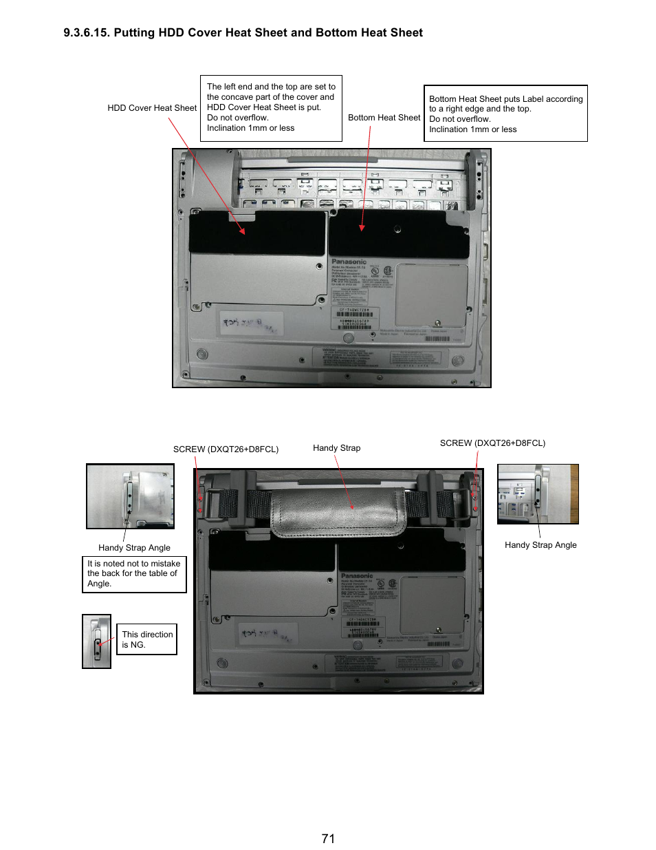 Putting hdd cover heat sheet and bottom heat sheet | Matsushita CF-T5LWETZ1 2 User Manual | Page 71 / 104