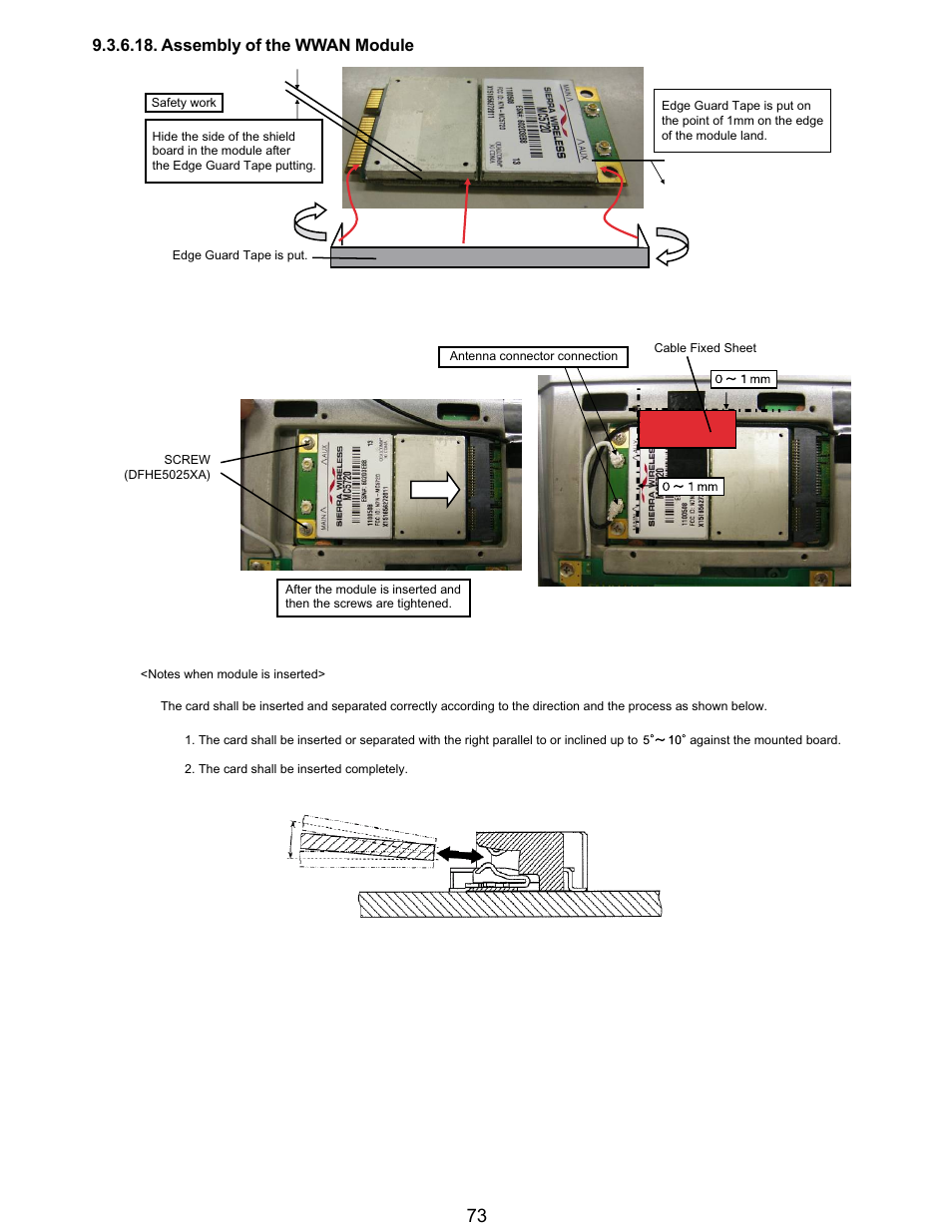 Assembly of the wwan module | Matsushita CF-T5LWETZ1 2 User Manual | Page 73 / 104