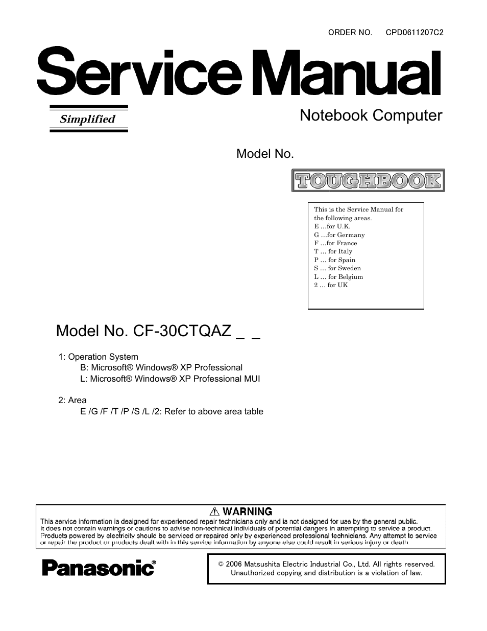 Matsushita CF-30 User Manual | 81 pages
