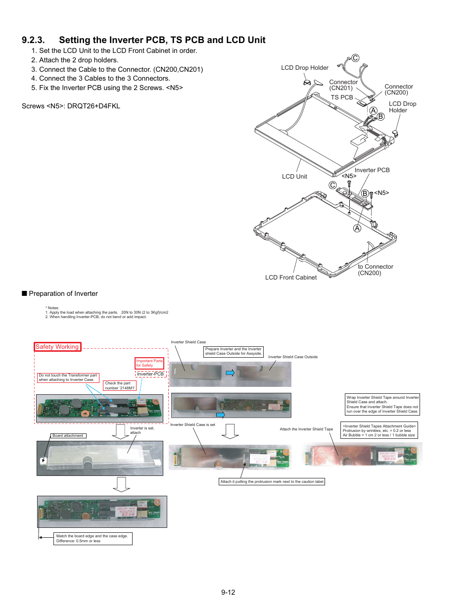 Setting the inverter pcb, ts pcb and lcd unit | Matsushita CF-30 User Manual | Page 34 / 81