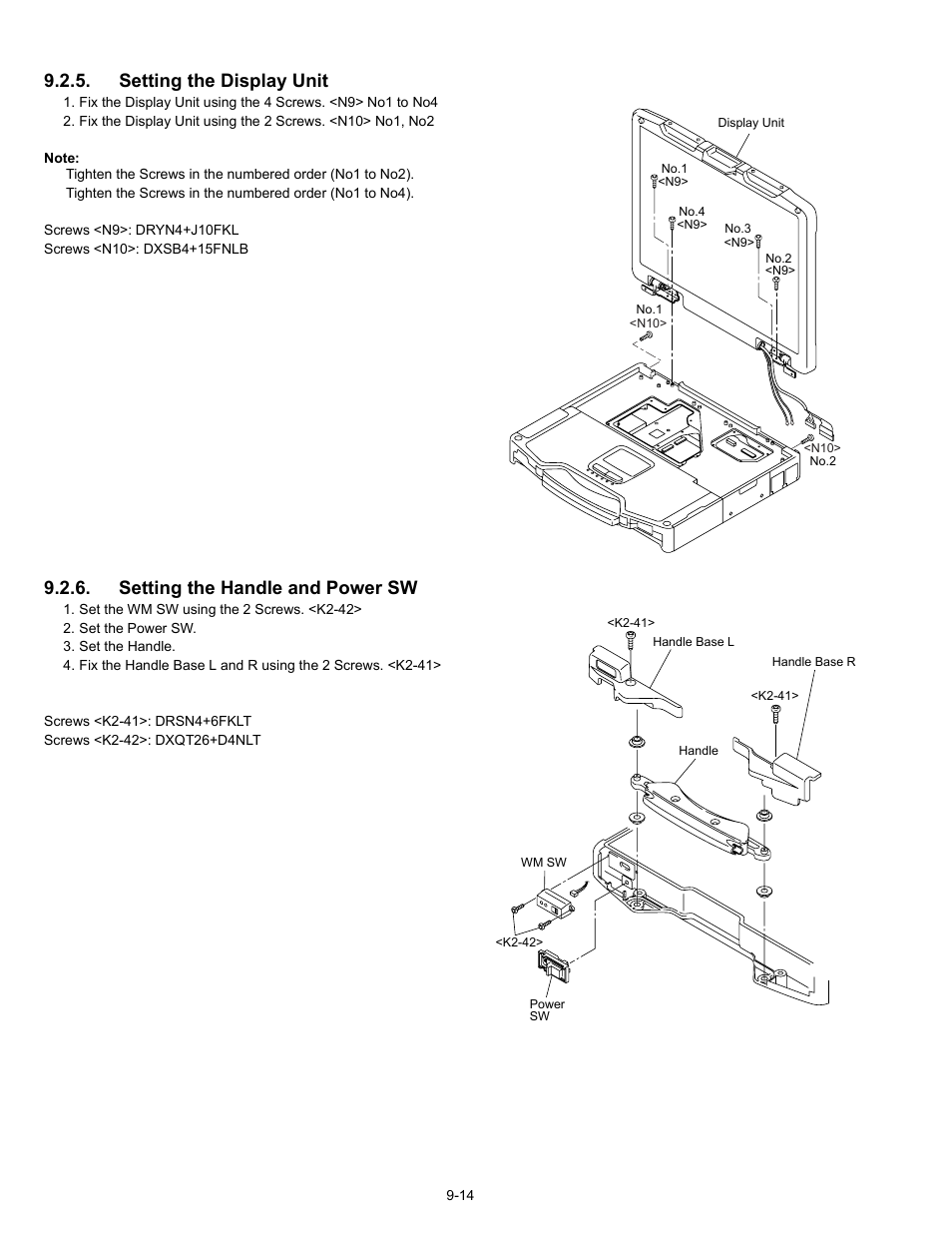 Setting the display unit, Setting the handle and power sw | Matsushita CF-30 User Manual | Page 36 / 81