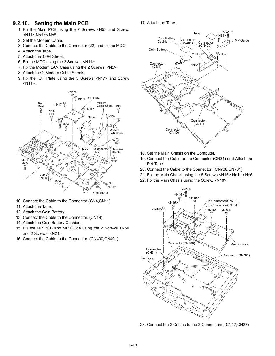 Setting the main pcb | Matsushita CF-30 User Manual | Page 40 / 81