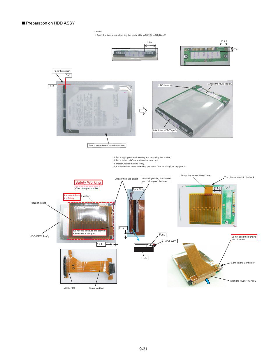 31 q preparation oh hdd assy, Safety working | Matsushita CF-30 User Manual | Page 53 / 81