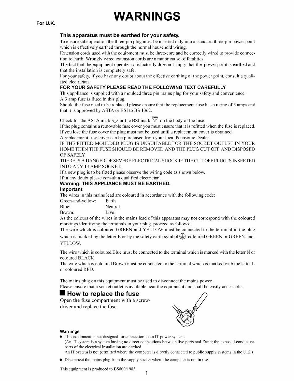 Warnings | Matsushita CF-74ECBAXBM User Manual | Page 2 / 50