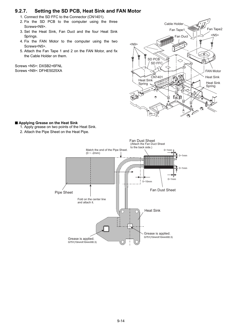 Setting the sd pcb, heat sink and fan motor | Matsushita CF-74ECBAXBM User Manual | Page 36 / 50