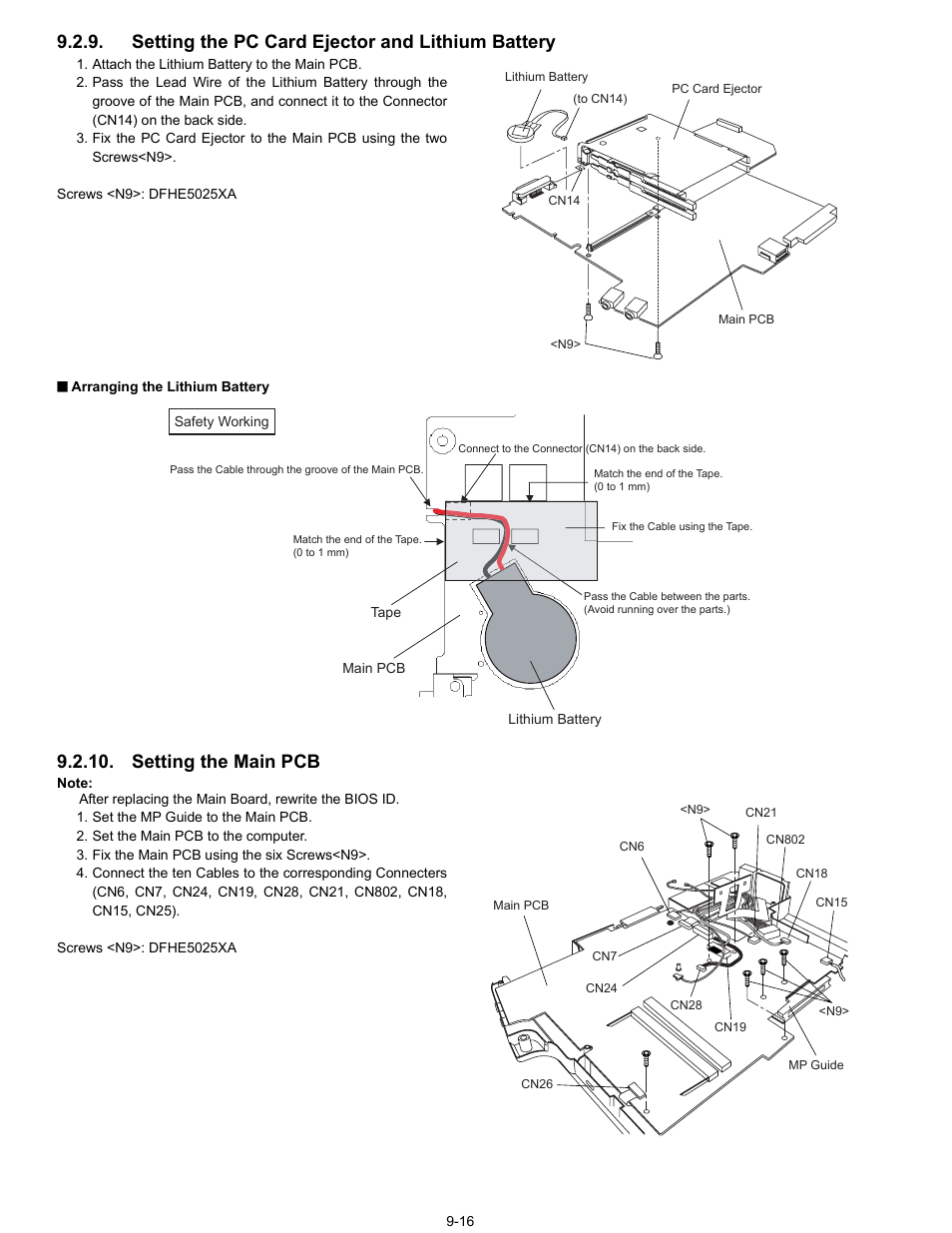 Setting the pc card ejector and lithium battery, Setting the main pcb | Matsushita CF-74ECBAXBM User Manual | Page 38 / 50