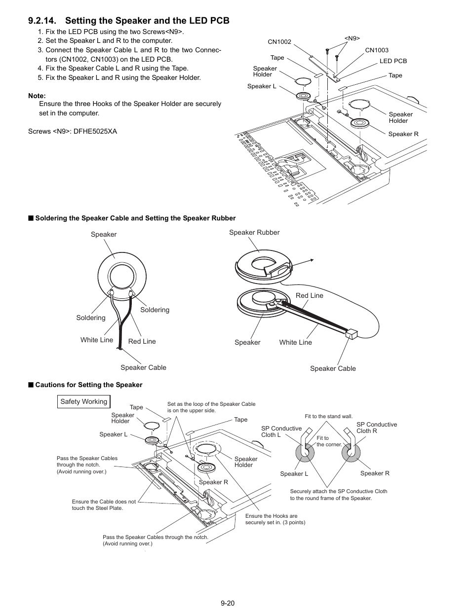 Setting the speaker and the led pcb | Matsushita CF-74ECBAXBM User Manual | Page 42 / 50