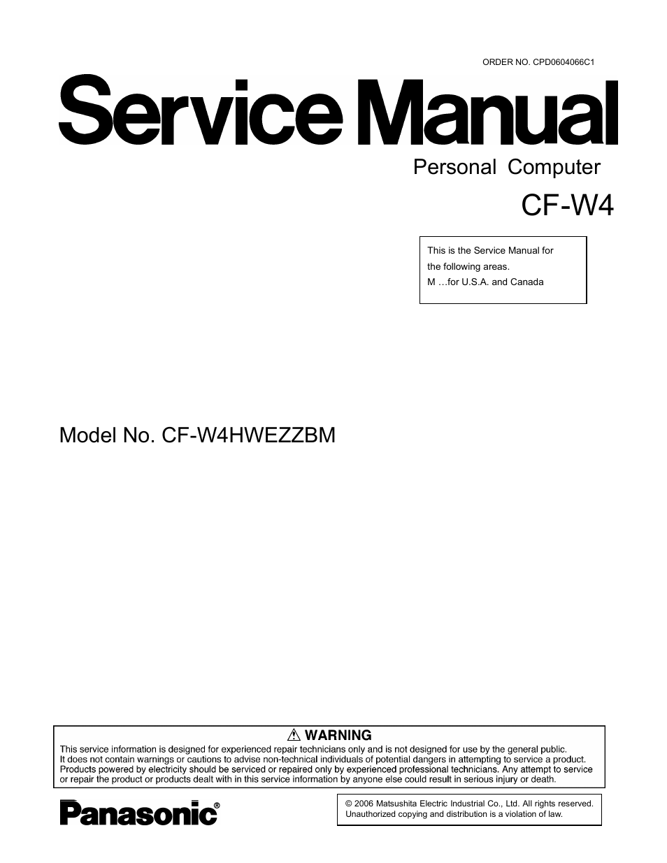 Matsushita CF-W4HWEZZBM User Manual | 64 pages