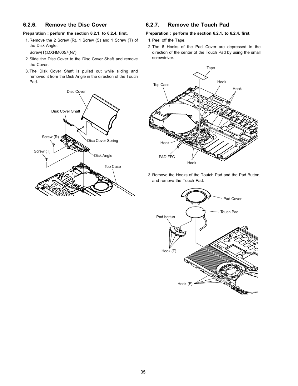 Remove the disc cover, Remove the touch pad | Matsushita CF-W4HWEZZBM User Manual | Page 35 / 64