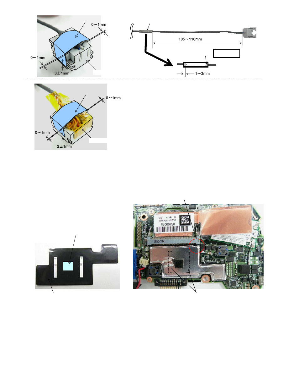 Putting sheets, Assembly of themodem cable | Matsushita CF-W5LWEZZ1 2 User Manual | Page 54 / 117
