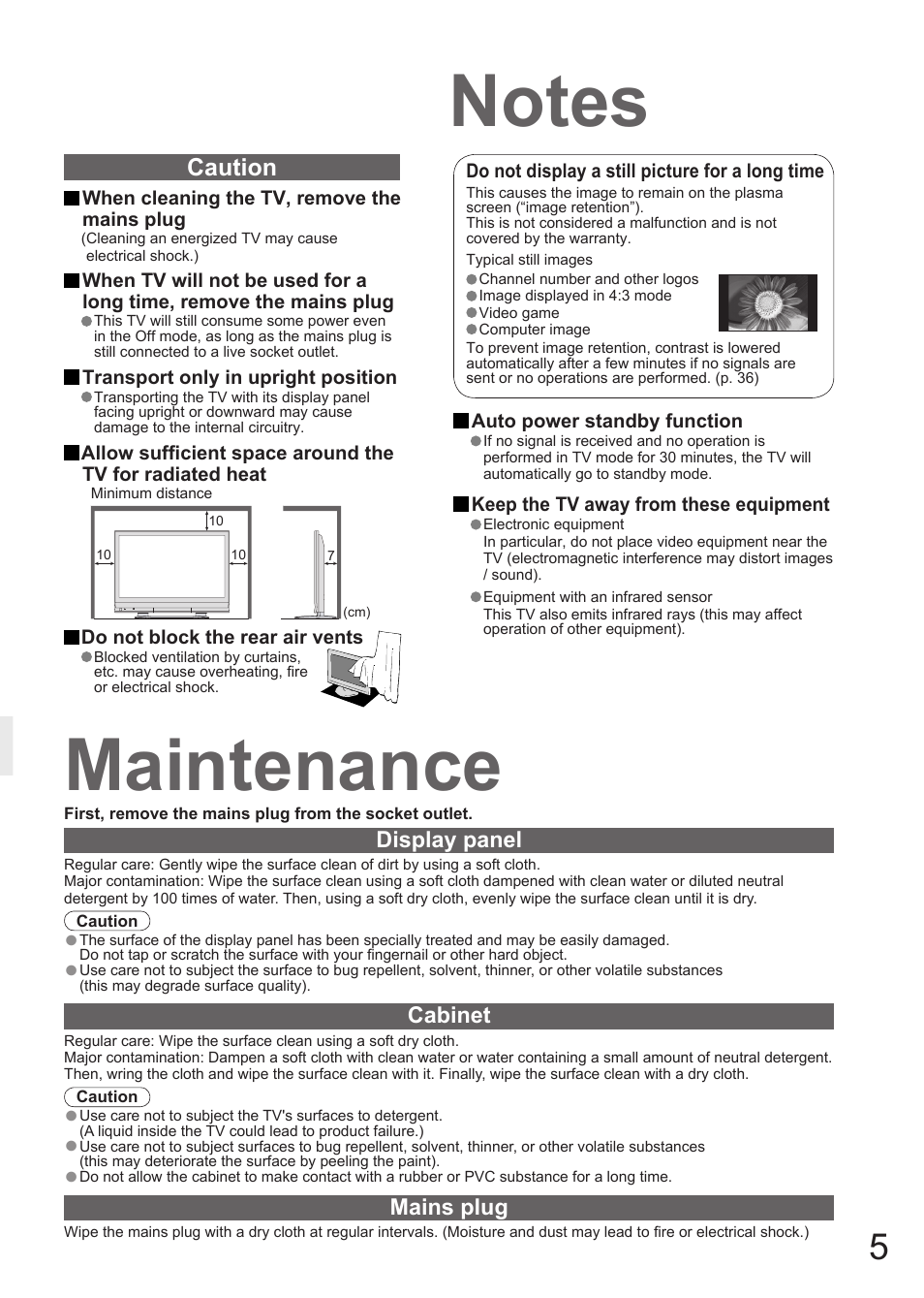 Maintenance, Caution | Matsushita MBS0407S0 User Manual | Page 6 / 40