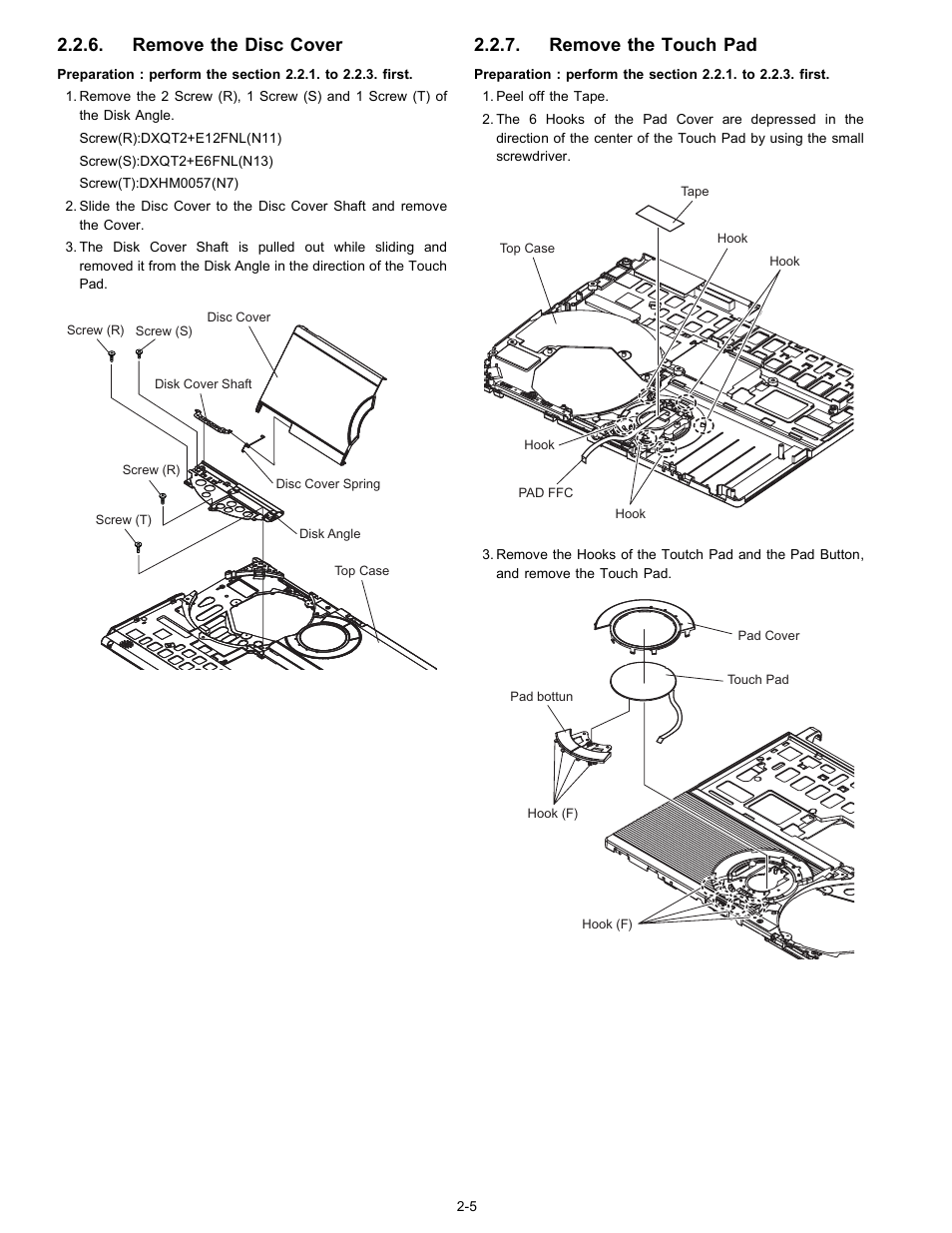 Remove the disc cover, Remove the touch pad | Matsushita CF-W4GWCZZ User Manual | Page 14 / 68