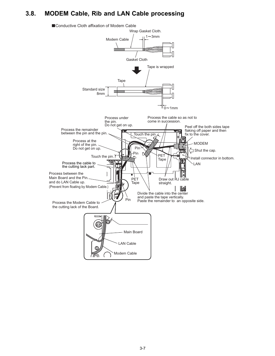 Modem cable, rib and lan cable processing | Matsushita CF-W4GWCZZ User Manual | Page 27 / 68