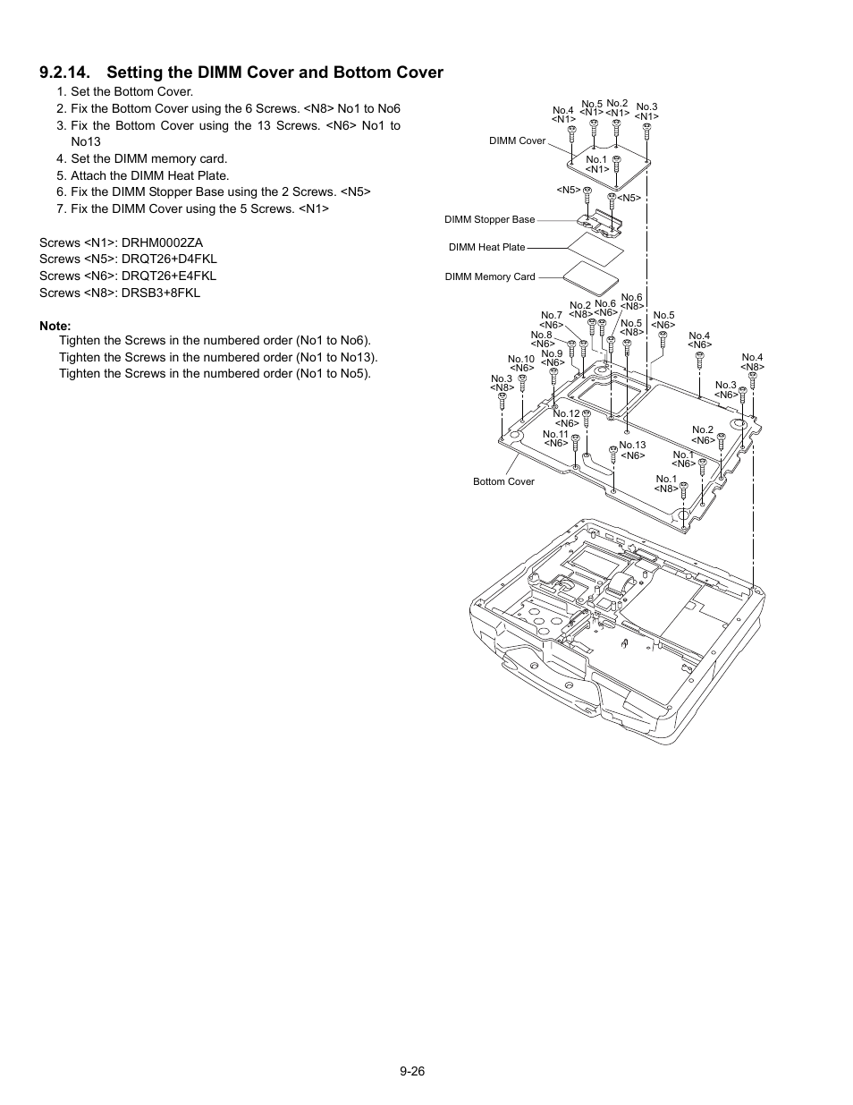 Setting the dimm cover and bottom cover | Matsushita CF-30CTQAZBM User Manual | Page 48 / 66