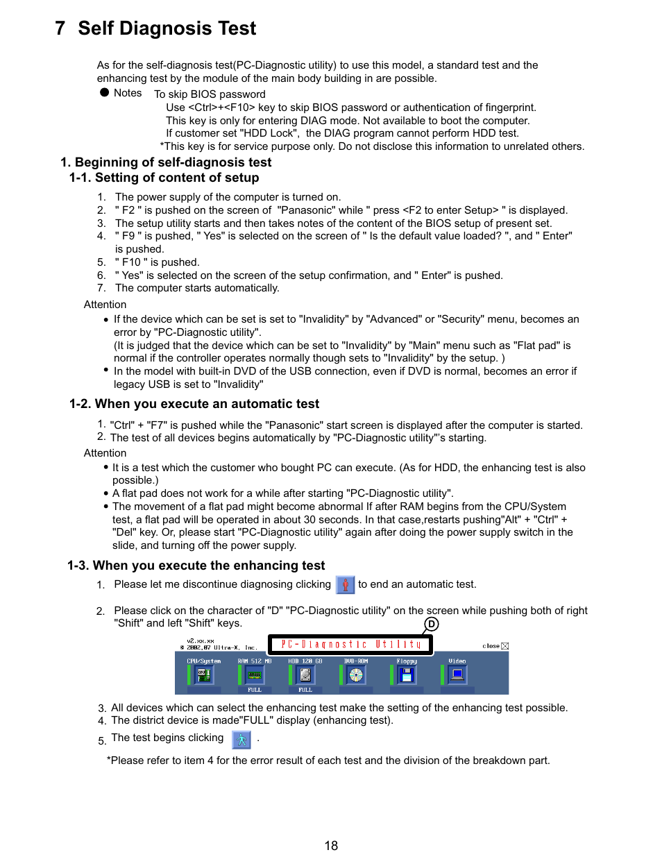 7 self diagnosis test | Matsushita CF-Y5LWVYZ 1 2 User Manual | Page 18 / 96