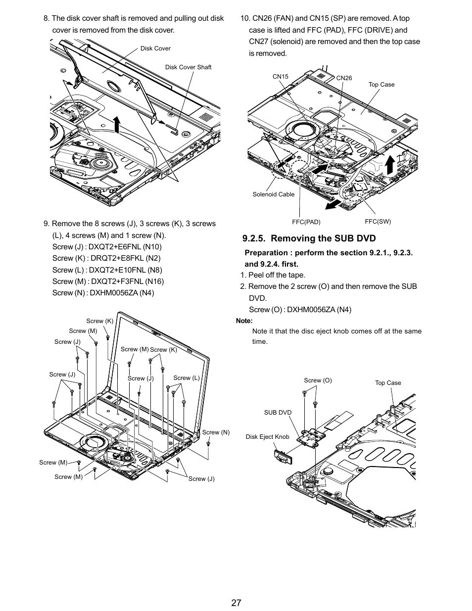 Removing the sub dvd | Matsushita CF-Y5LWVYZ 1 2 User Manual | Page 27 / 96