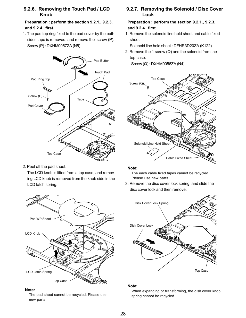 Removing the touch pad / lcd knob | Matsushita CF-Y5LWVYZ 1 2 User Manual | Page 28 / 96