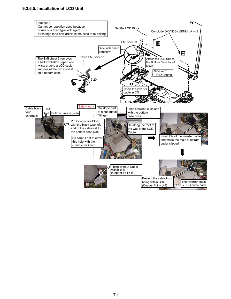 Installation of lcd unit | Matsushita CF-Y5LWVYZ 1 2 User Manual | Page 71 / 96