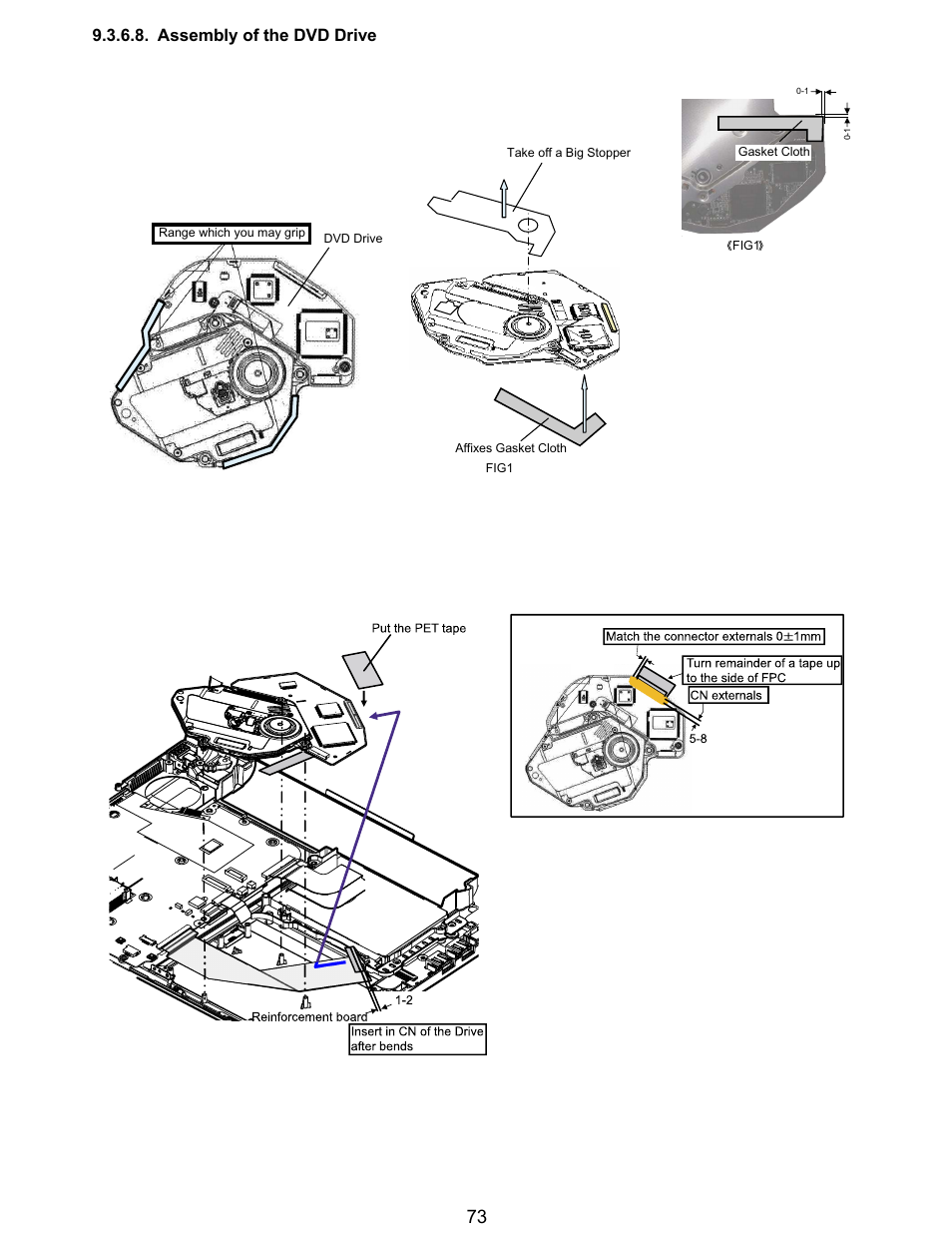 Assembly of the dvd drive | Matsushita CF-Y5LWVYZ 1 2 User Manual | Page 73 / 96