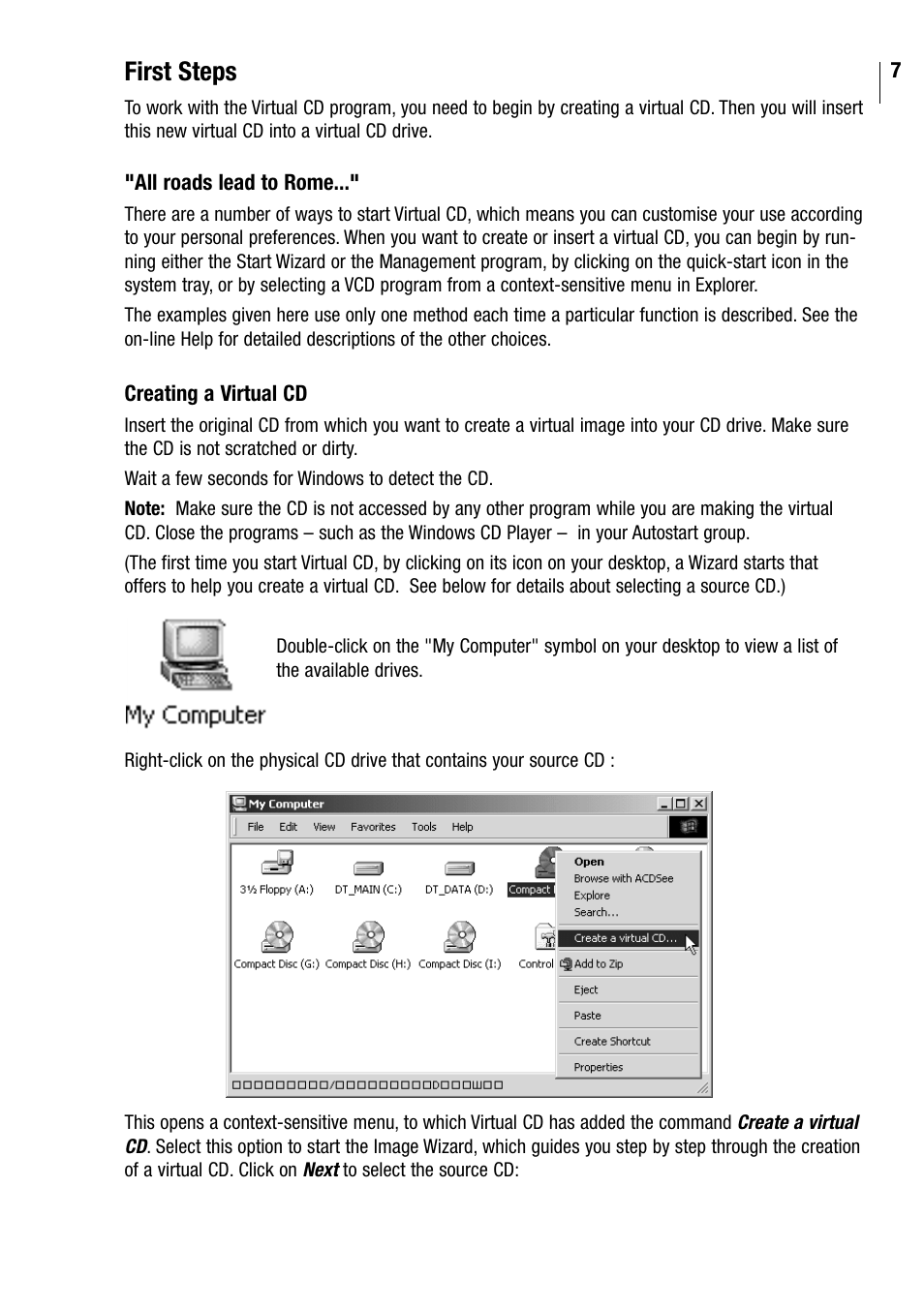 First steps | Microtest VIRTUAL CD v3 User Manual | Page 7 / 18