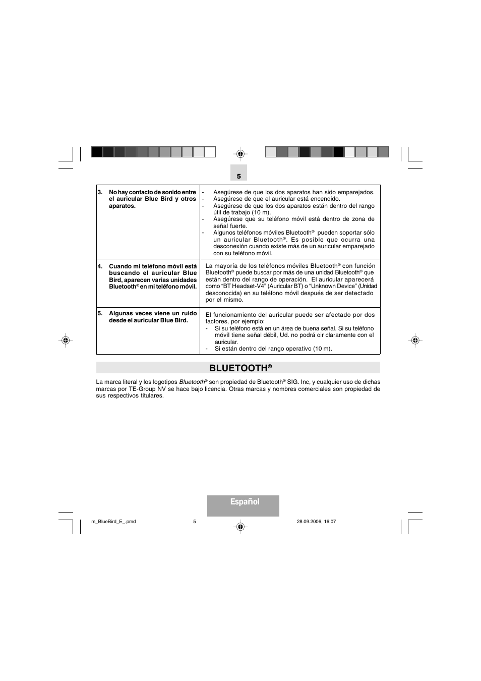 Bluetooth, Espa ñol | Mr Handsfree Bluetooth Wireless Headset User Manual | Page 32 / 92