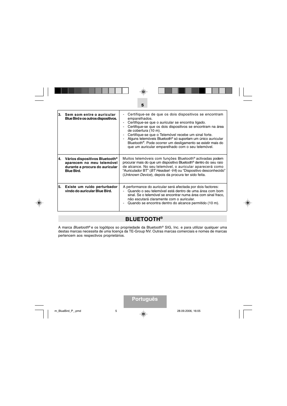 Bluetooth, Português | Mr Handsfree Bluetooth Wireless Headset User Manual | Page 37 / 92