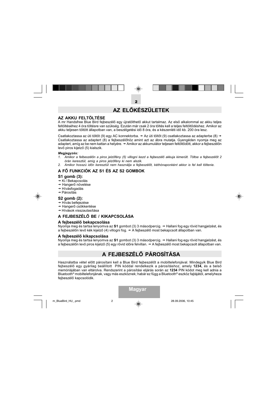 Az előkészületek, A fejbeszélő párosítása, Magyar | Mr Handsfree Bluetooth Wireless Headset User Manual | Page 52 / 92