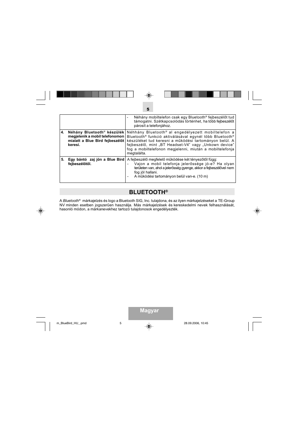 Bluetooth, Magyar | Mr Handsfree Bluetooth Wireless Headset User Manual | Page 55 / 92