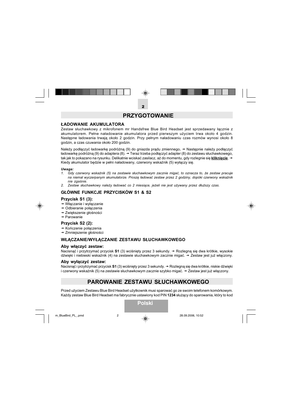 Przygotowanie, Parowanie zestawu słuchawkowego, Polski | Mr Handsfree Bluetooth Wireless Headset User Manual | Page 62 / 92