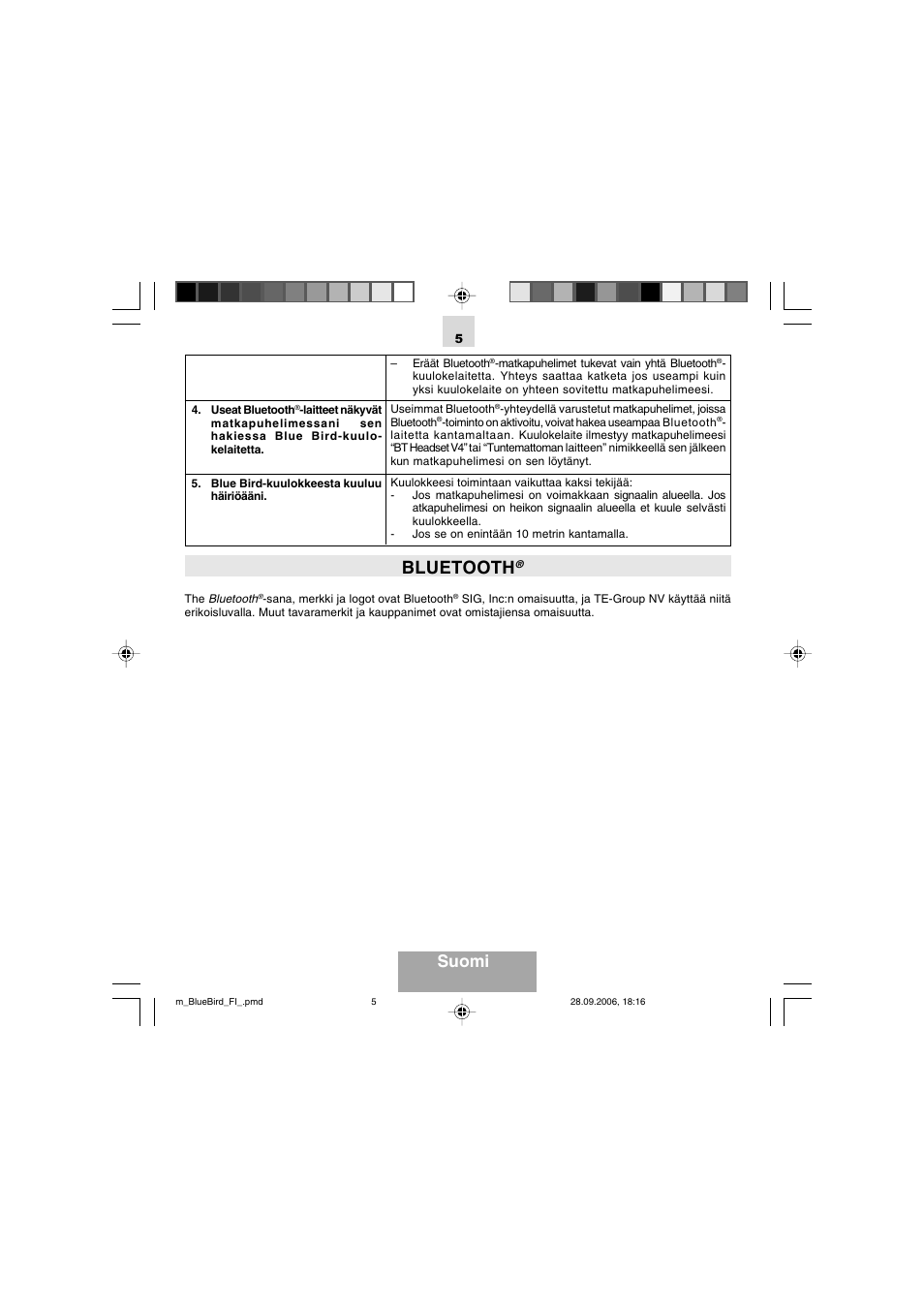 Bluetooth, Suomi | Mr Handsfree Bluetooth Wireless Headset User Manual | Page 75 / 92