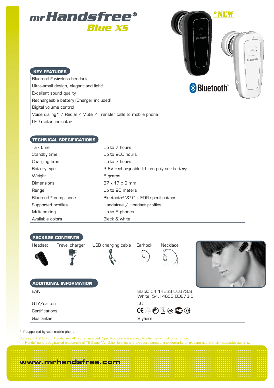 Mr Handsfree blue XS User Manual | 1 page