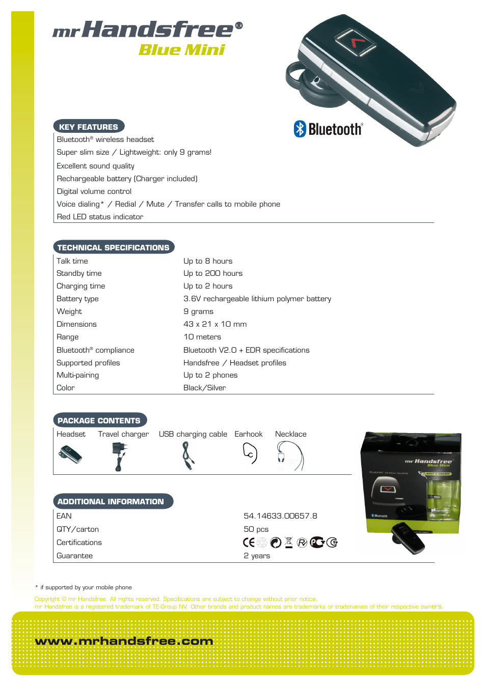 Mr Handsfree BLUE MINI User Manual | 1 page