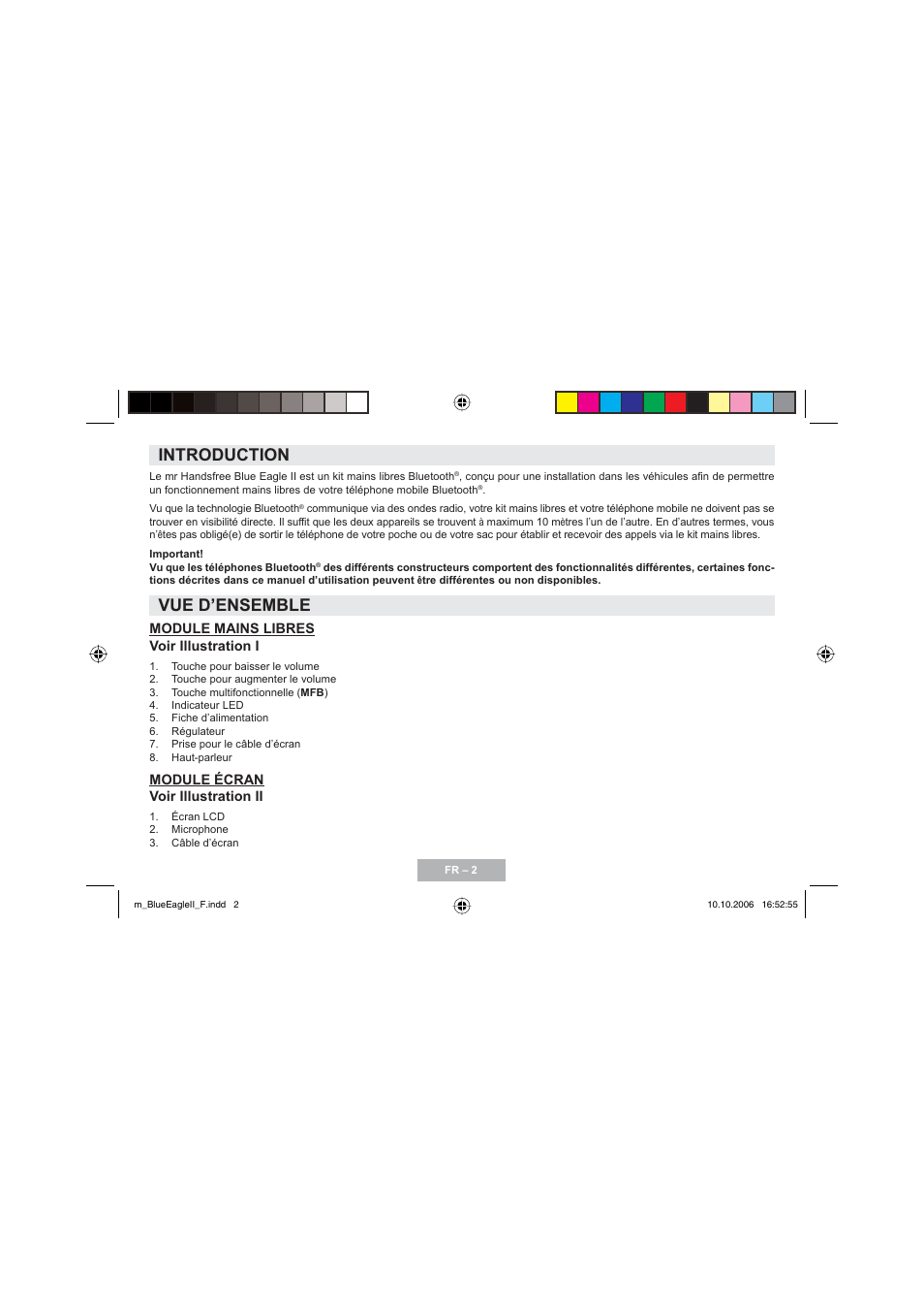 Introduction, Vue d’ensemble | Mr Handsfree Blue Eagle II User Manual | Page 24 / 107