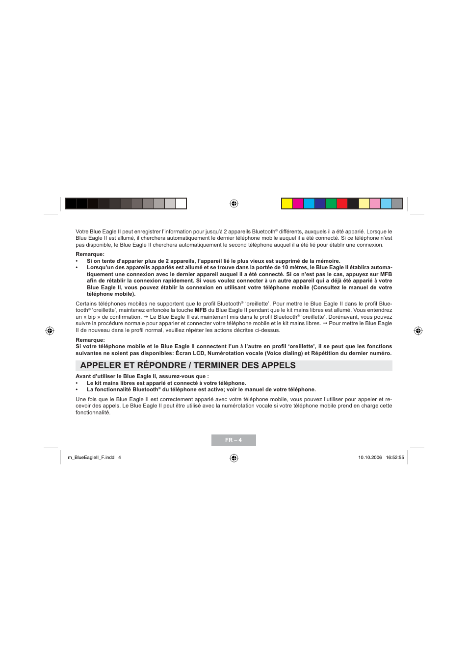 Appeler et répondre / terminer des appels | Mr Handsfree Blue Eagle II User Manual | Page 26 / 107
