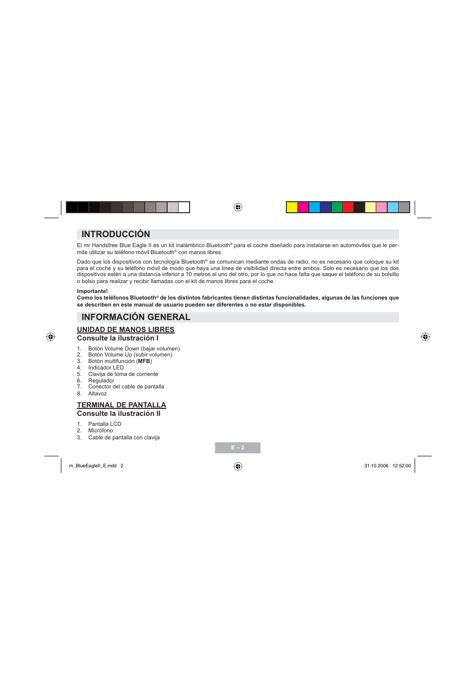 Introducción, Información general | Mr Handsfree Blue Eagle II User Manual | Page 34 / 107