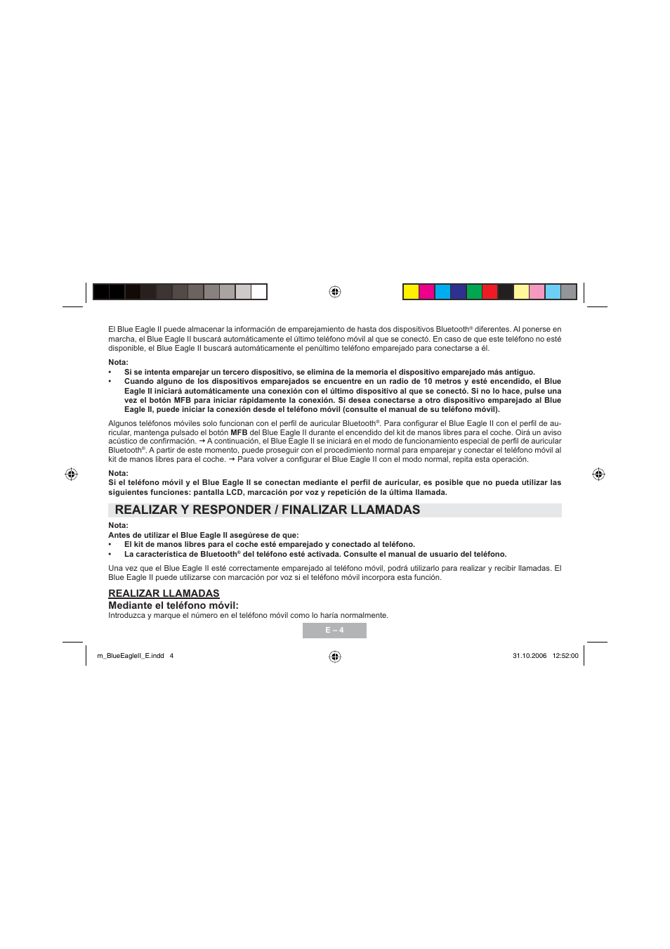 Realizar y responder / finalizar llamadas | Mr Handsfree Blue Eagle II User Manual | Page 36 / 107