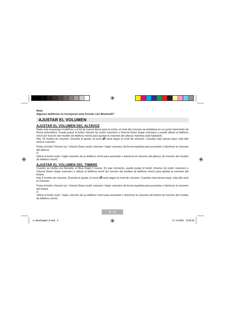 Ajustar el volumen | Mr Handsfree Blue Eagle II User Manual | Page 38 / 107