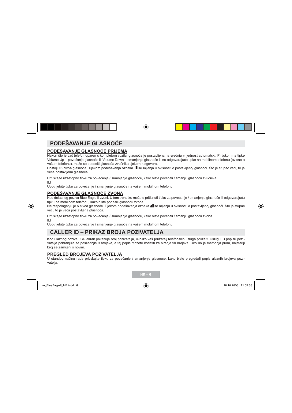 Podešavanje glasnoće, Caller id – prikaz broja pozivatelja | Mr Handsfree Blue Eagle II User Manual | Page 79 / 107
