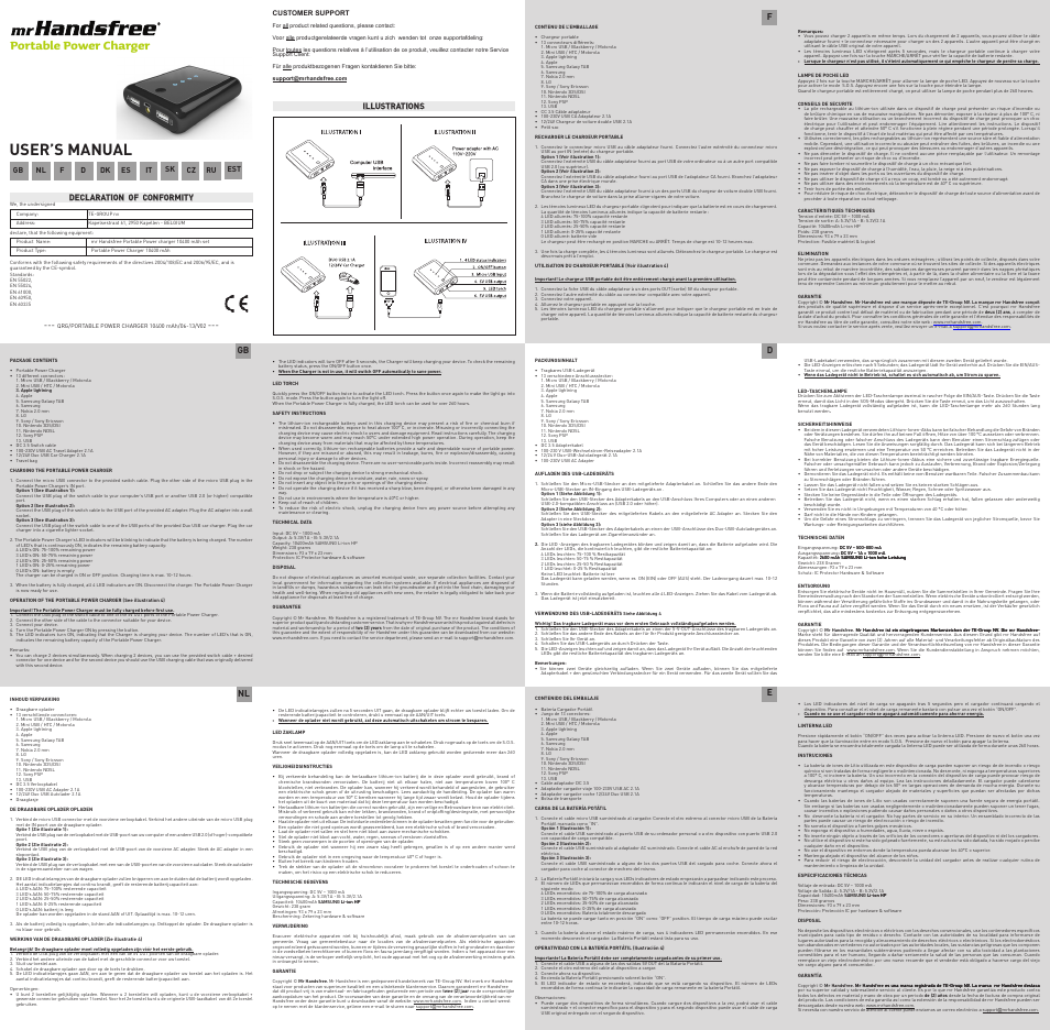 Mr Handsfree mrHandsfree Portable Power Charger 10400mAh User Manual | 1 page